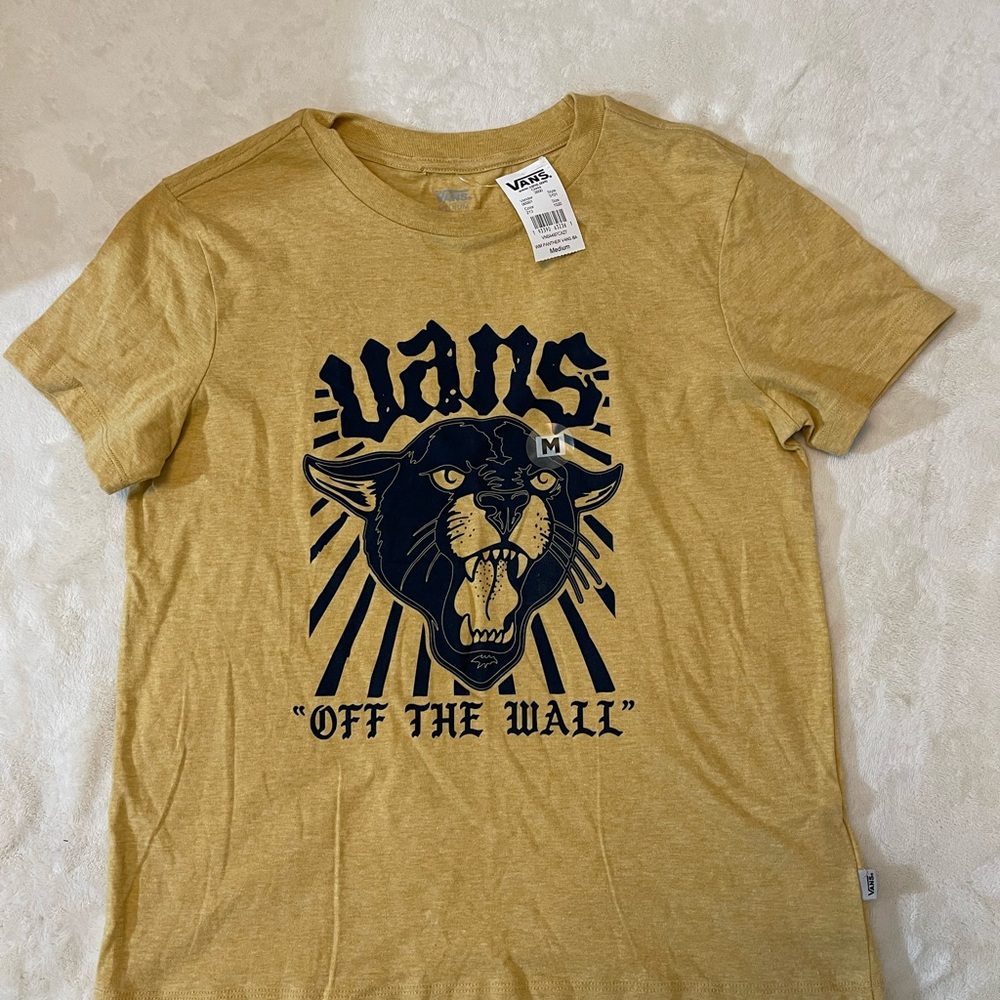 Streetwear Skatercore Black Yellow Panther Graphic Tee Womens Medium NWT Vans - Picture 4 of 8